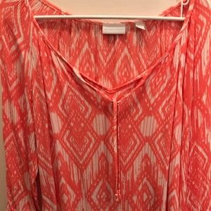 Light Coral and White Summer Blouse